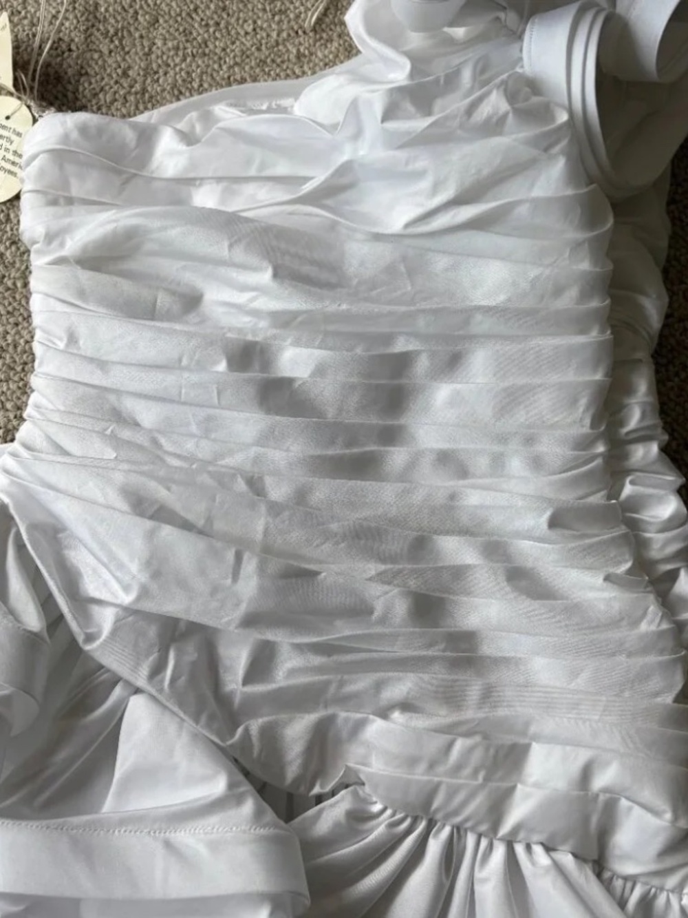 Vintage 80s One Shoulder Bridal Dress Union Made NOS Glam Wedding Gown Sz 12 - Picture 11 of 16